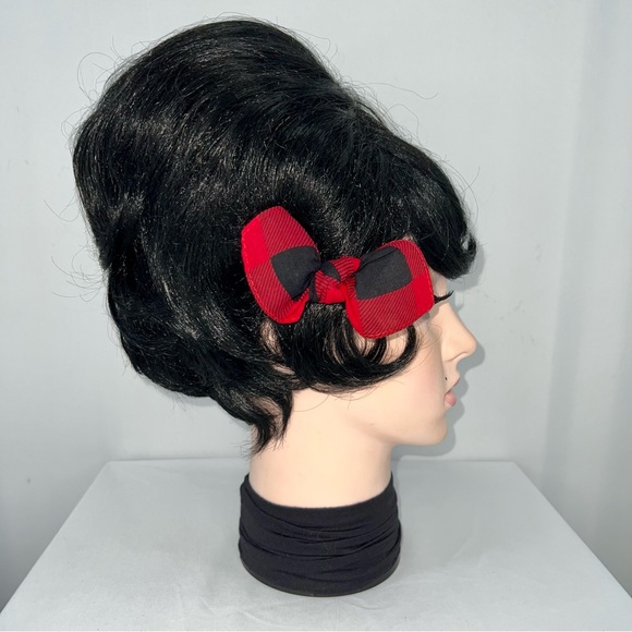 Red and Black Plaid Rockabilly Bandana Knotted Hair Bow - Picture 4 of 11
